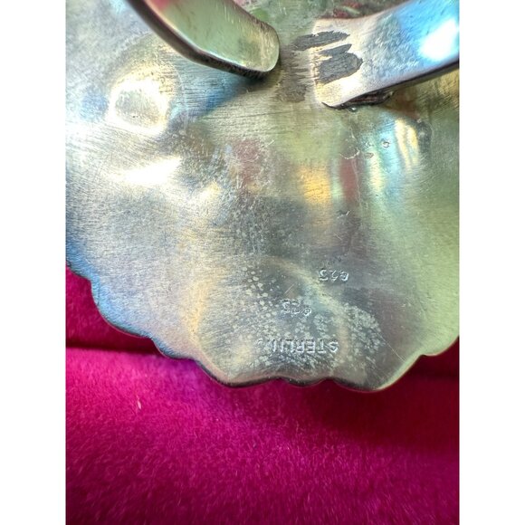 Zuni Sterling Silver Turquoise Snake Eye Petite Point  Statement Ring Size 9 - Picture 4 of 9